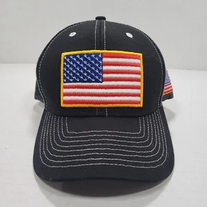 Sombrero negro de malla con bandera de Estados Unidos América 4 de julio talla única ajustable Snapback - Imagen 1 de 7