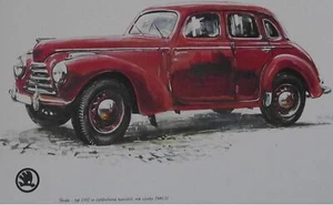 Skoda Type 1102 1946 Picture Car Vladimir Bidlo Skoda Printed Illustration  - Picture 1 of 3
