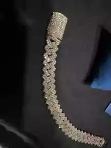 6CT Lab Created Diamond Round Cuban Link Men's Bracelet 14K Yellow Gold Plated - Picture 1 of 4