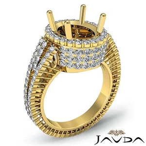 Anillo de compromiso de diamantes de 2,5 quilates ovalado semi montaje de oro amarillo de 18 k conjunto de puntas de halo - Imagen 1 de 6