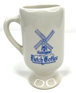 Vintage Vandermint Dutch Coffee Mug White w/ Blue Graphics Windmill Collectible - Picture 1 of 6