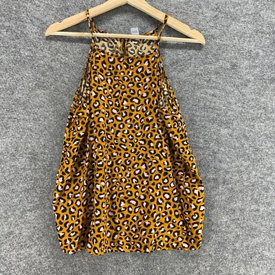 Top Old Navy Mujer S Pequeño Marrón Estampado Animal Sin Mangas Cuello Redondo Gancho y Ojo Foto 1 de 4