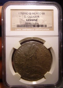 1783-MO FF Mexico 8 Reales El Cazador NGC Certified Genuine Shipwreck Coin - Picture 1 of 4