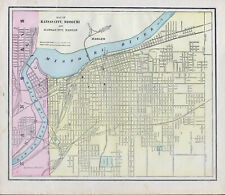 KANSAS CITY & DETROIT c1890 Color Maps- Street Level Detail Two Maps on one page