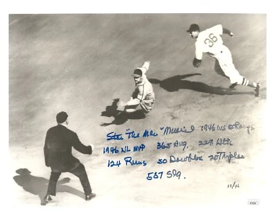 Stan "The Man" Musial Signed Multi-Inscribed Stats 11x14 Photo JSA COA - Image 1 of 3