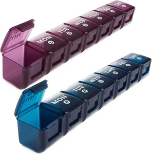 2-Pack Weekly Large Pill Organizer for Travel, 7 Day Jumbo Pill Boxes, Big Co... - Picture 1 of 6