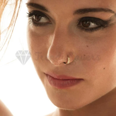 1 Piece 14K Gold Plated Silver Tribal Boho Nose Ear Hoop Cartilage Tragus Ring - Image 1 of 4