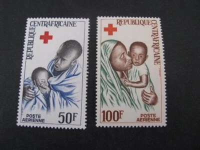 中非共和国邮票红十字航空邮件套装斯科特 #C33-C34 未铰边 — 第 1/4 张图片