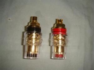 2 STCK. WBT TOPLINE TYP VERGOLDET ISOLIERT AUDIOPHILE BINDUNGSPFOSTEN ROT/SCHWARZ - Bild 1 von 7