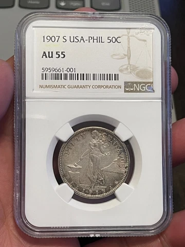 USA/Philippines 1907-S 50 Centavos Silver Coin Cover