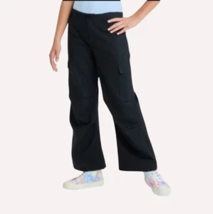 Art Class Black Wide Leg Cargo Pants, Adjustable Waist Girls Pants - Picture 1 of 9