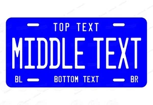 License Plate Blue Color TAG Personalized Any Text Novelty Auto ATV Bike MOPED - Imagen 1 de 25