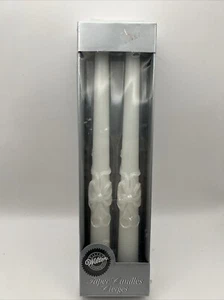 2 Piece Wilton 10" Wedding Taper Candles RIBBONS & RINGS Vintage 1998 NEW-SEALED - Picture 1 of 14