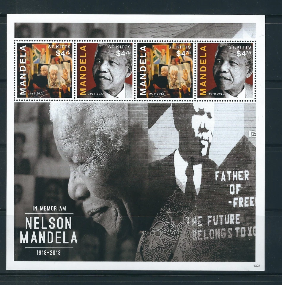 St Kitts / Nelson Mandela In Memorian , Miniature Sheets . MNH - Image 1 of 2