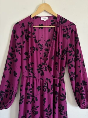 Maxi Vestido Bohme Envolvente Mujer Pequeño Manga Larga Magenta Negro Floral Bohemio Foto 1 de 4