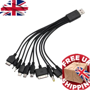 10 in 1 USB Charger Cable Multi Port Power Cord All-in-one UK - Picture 1 of 8