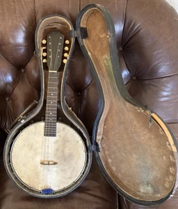 Old Banjolin - Mandolin Banjo  Handwritten Date 7/22/1942 With OHSC - Picture 1 of 7