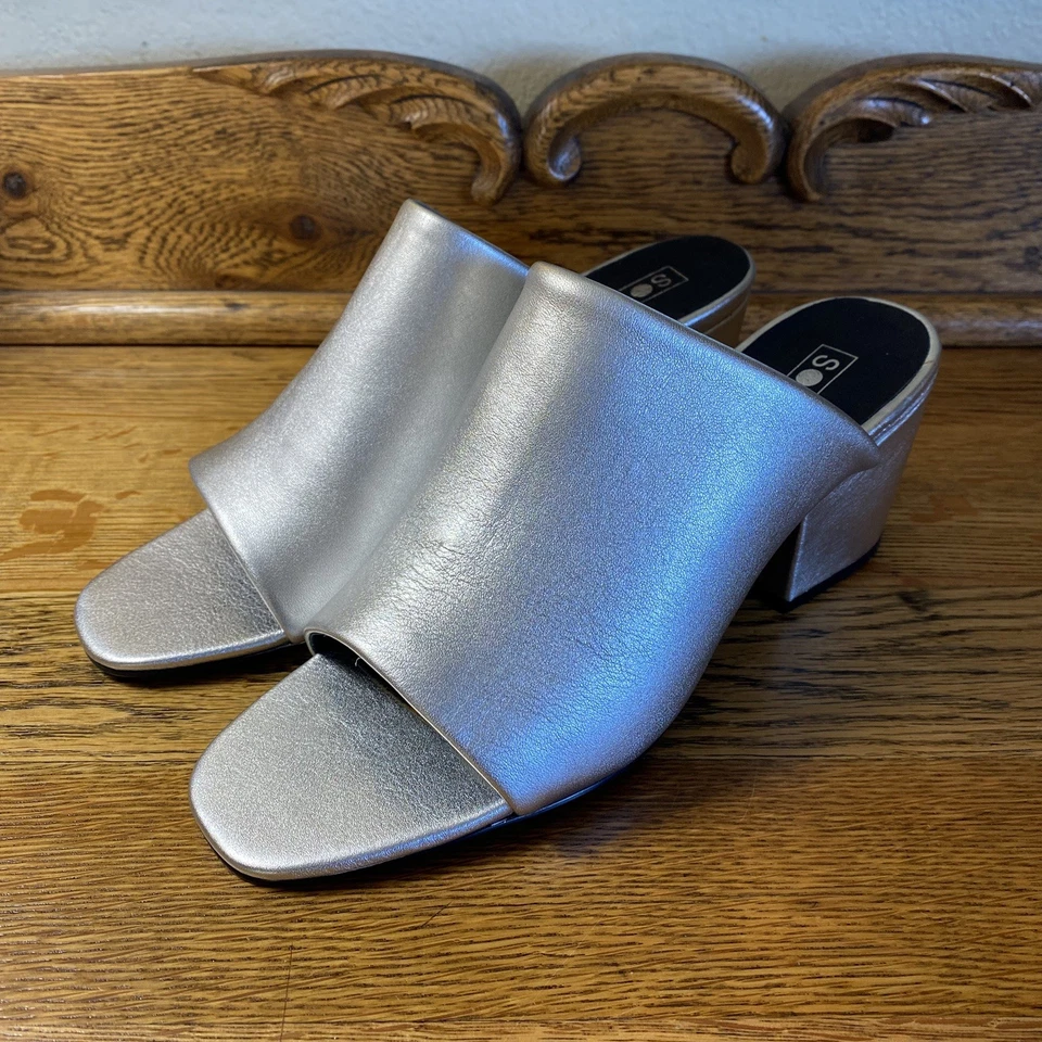 Sol Sana Mujer Plateado Metálico Lenny Mule Talla 39/US 8 Bloque Tacón Punta Abierta Foto 1 de 4