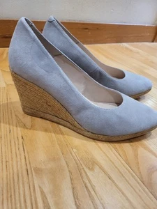 Eric Michael Teva Women's Suede Leather Wedge Heel Shoe (GREY, EU 38 / US 8) - Picture 1 of 8