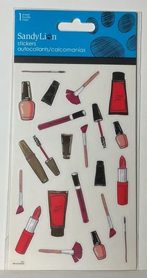 Sandylion Makeup Stickers Lipstick Nail Polish Brushes ST8104 Scrapbook Planner - Image 1 of 4