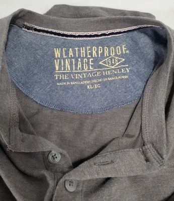 Camiseta Henley de manga larga gris XL resistente a la intemperie vintage para hombre Foto 1 de 4