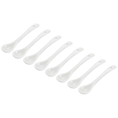 Cucharas de cerámica 3,7" cuchara blanca para hogar cocina restaurante 8 piezas Foto 1 de 4