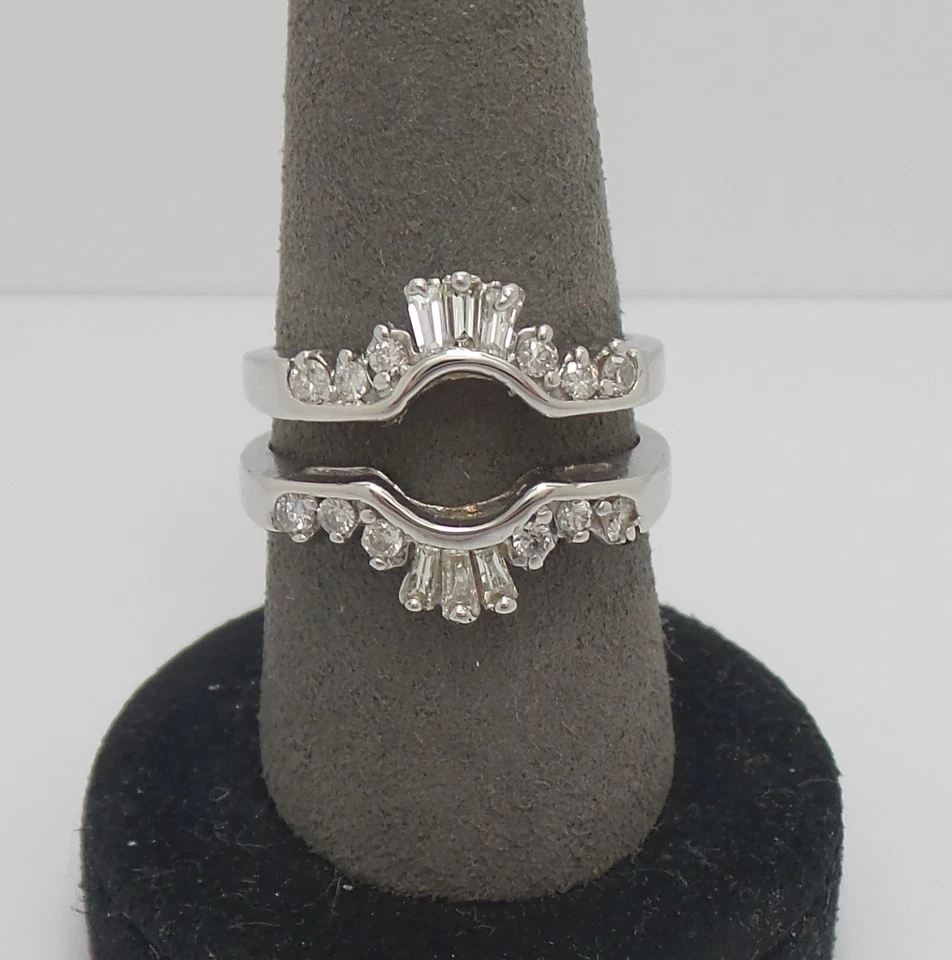 5/8CT Natural Diamond Solitaire Enhancer Guard Wrap Insert Ring 14K White Gold - Image 1 of 4