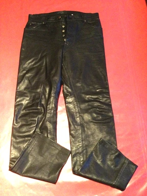 Lederhose Lederjeans Glattleder mit Knopfleiste  W 33   Herren 50 - Bild 1 von 4
