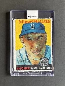 Topps Spotlight Miguel Batista Original Watercolor Painting 1/1 Andy Friedman - Picture 1 of 2