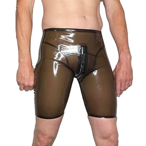 Herren Latex Shorts Unterwäsche Schritt Reißverschluss Gummi Hose BDSM Fetisch Cosplay - Bild 1 von 3