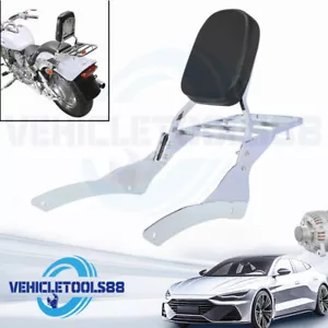 Chrome Backrest Sissy Bar Luggage Rack For Yamaha Vstar 650 400 Classic 98-18 AU - Picture 1 of 17