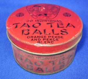 Bolas de té Tao vintage - mezcla naranja Pekoe y Pekoe - Nueva York NY - lata de metal rojo - Imagen 1 de 9