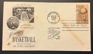 DR JAMES NAISMITH/BASKETBALL NOV 6 1961 SPRINGFIELD MA FIRST DAY COVER (FDC) BX4