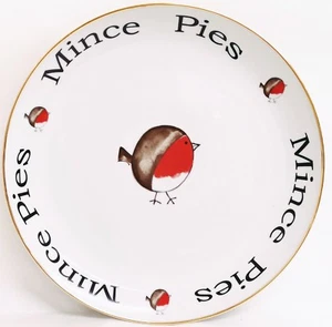 Fat Robin Mince Pies Porcelain Serving Large Plate 31 cm 12" Tray Decorated UK - Picture 1 of 6