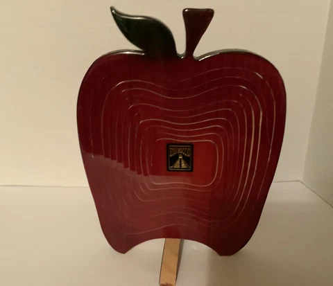Equinoccio Art Spiral Pop Out Wood Basket Red Apple Shaped Cover