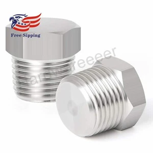 2PCS Stainless Steel Outer Hex Thread Socket Pipe Plug Fitting 3/4" NPT Male - Picture 1 of 3