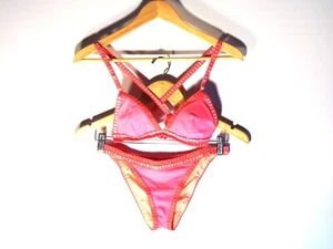 Victoria's Secret Boho-Strandtop & Unterteil Damen S Hot Pink Dreieck Häkelborte - Bild 1 von 6
