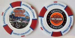 KNOXVILLE HARLEY-DAVIDSON (TN) Full Color White/Red Poker Chip - Picture 1 of 3