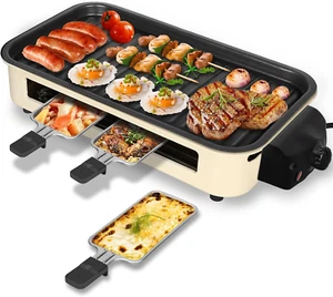 2-In-1 Indoor Smokeless Electric Grill with Raclette Cheese Plates - 1500W Korea - Picture 1 of 7