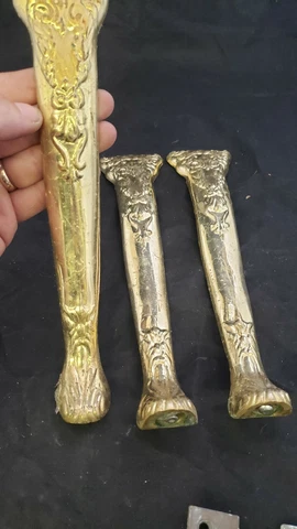 SET 3 church Salvaged brass Legs Claw foot  10.5" victorian sacrificial (yl) Cover