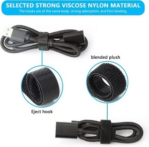 50 Pcs Cable Straps Black Wire Cord Hook Loop Ties Reusable Fastening Organizer - Picture 1 of 9