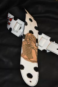 Tracolla per chitarra in pelle lavorata a mano made in USA personalizzata "Randy Rhoades" tracolla 3,5" - Foto 1 di 19
