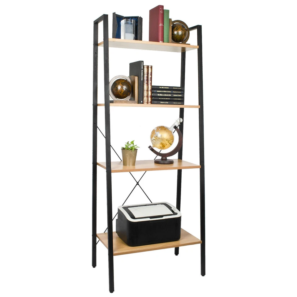 4 Tier Ladder Shelves Display Cabinet Bookshelf Unit Home Living Room Furniture - Image 1 of 1