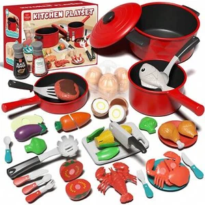 Play Pots & Pans Set with Utensils & Food - for 3+ Year - Old Kids' Play Kitchen - Picture 1 of 14