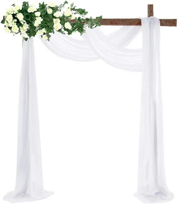 Wedding Arch Draping Fabric 2/1Panels White Chiffon Fabric Backdrop for Birthd - Image 1 of 4