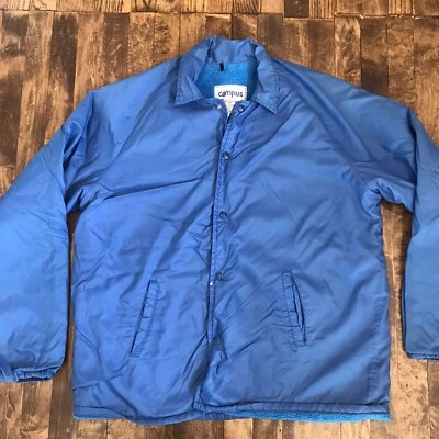 Quebra-vento vintage campus pele isolada tamanho 50 longo anos 80 anos 90 azul - Imagem 1 de 4