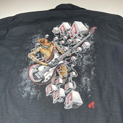 Vintage 2000s RK Kidd II Shirt 2XL Short Sleeve Button Up Ugly Hands Mask Guitar - Image 1 of 4