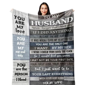 Valentine’s Husband Gifts Birthday Anniversary I Love You Blanket 60x50in - Picture 1 of 8
