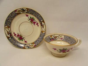Ming-Birds by Lenox Cup&Saucer Birds/Floral/Scroll On Cream b155 & s162 - Picture 1 of 2