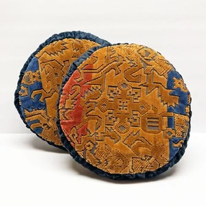 Cojines/almohadas redondas de colección con patrones geométricos, estilo suroeste, par de 2 - Imagen 1 de 4